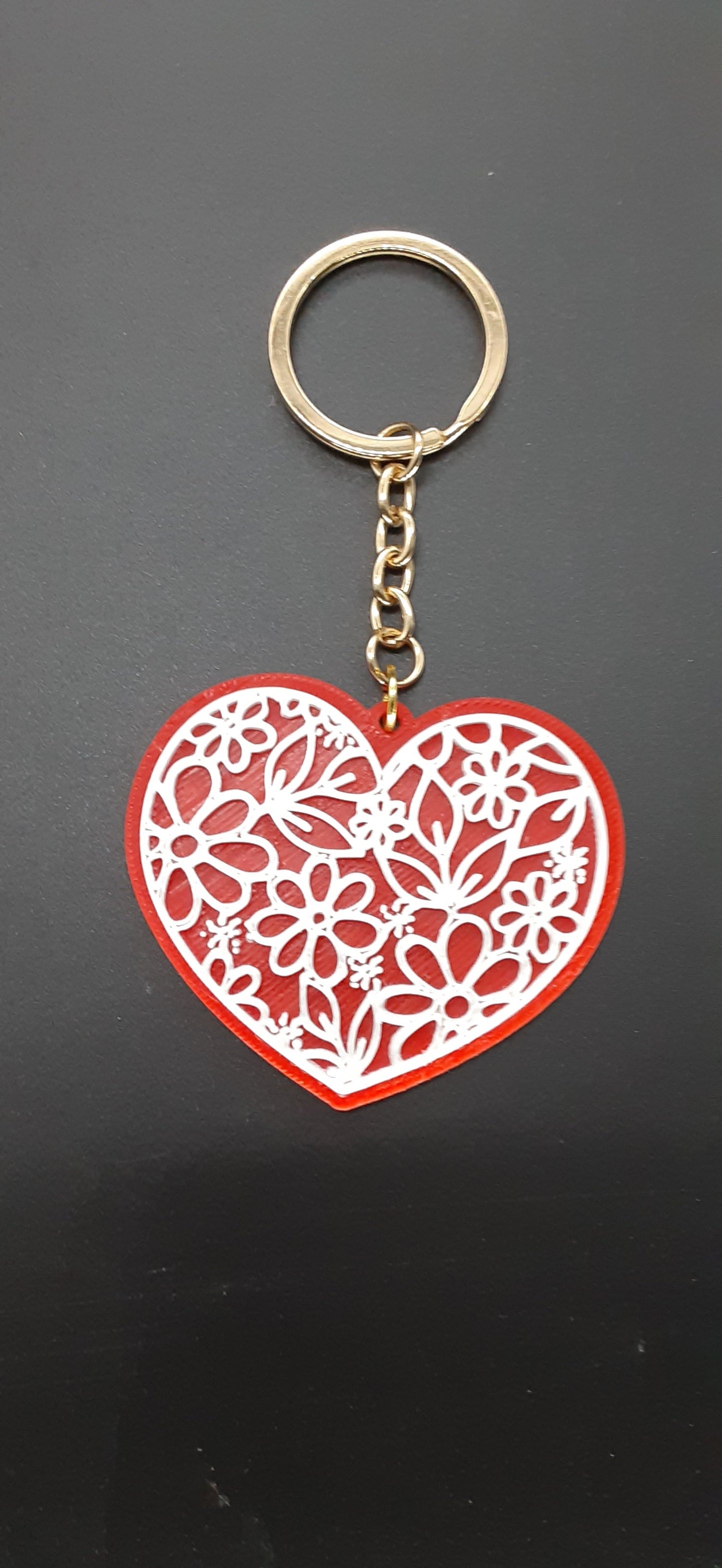 Floral Lace Heart Keychain