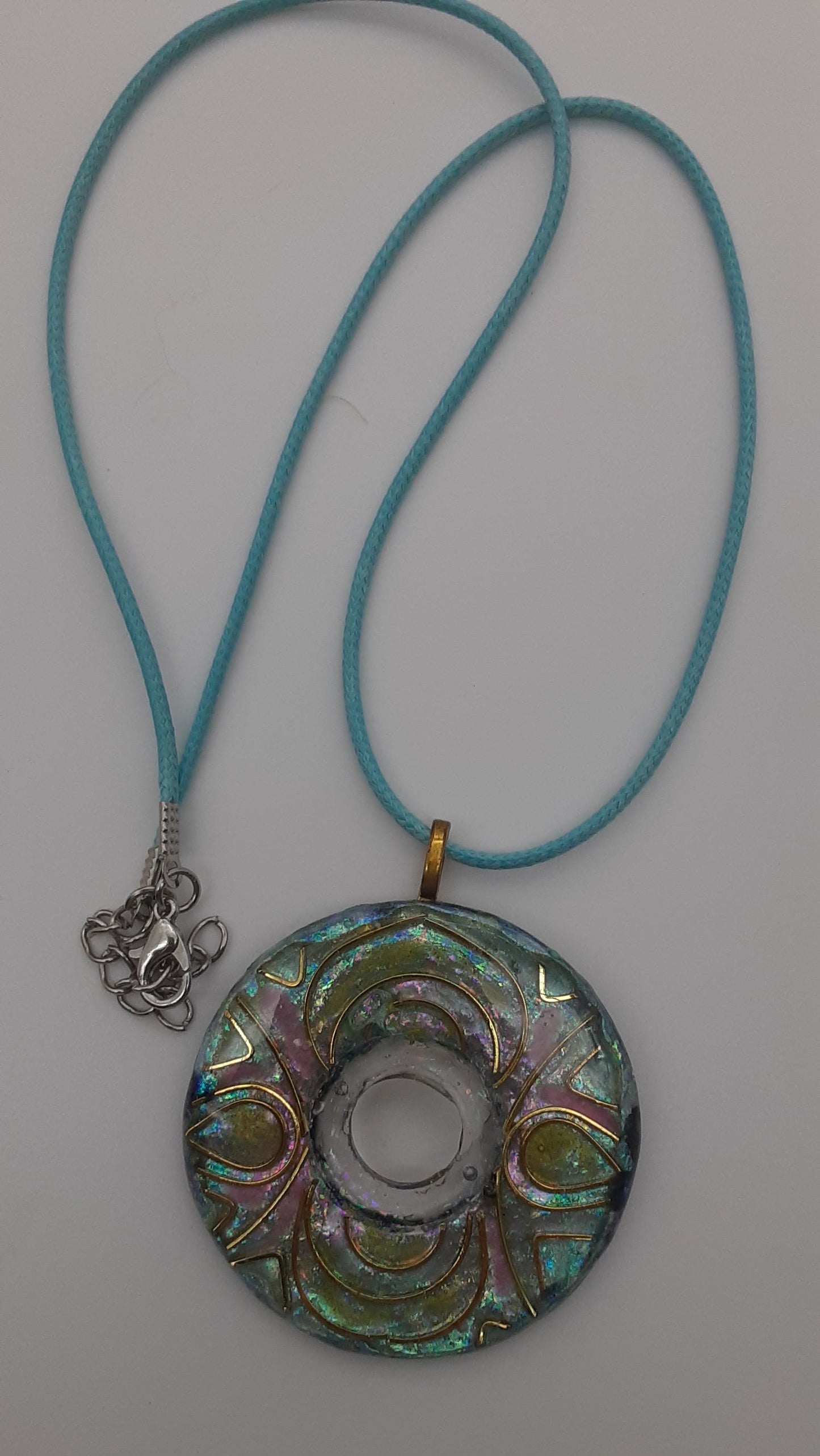 Celestial Eye Iridescent Resin Pendant Necklace