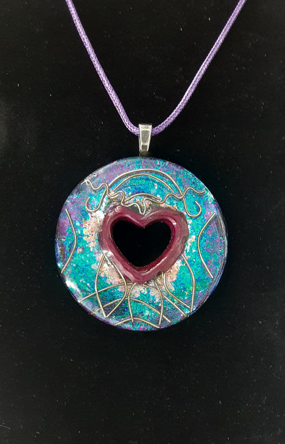 Mystic Heart Dichroic Resin Necklace