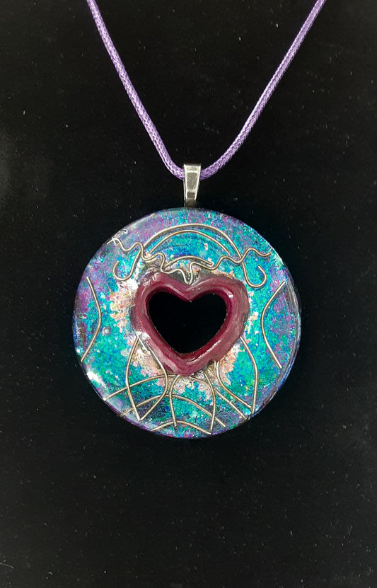 Mystic Heart Dichroic Resin Necklace
