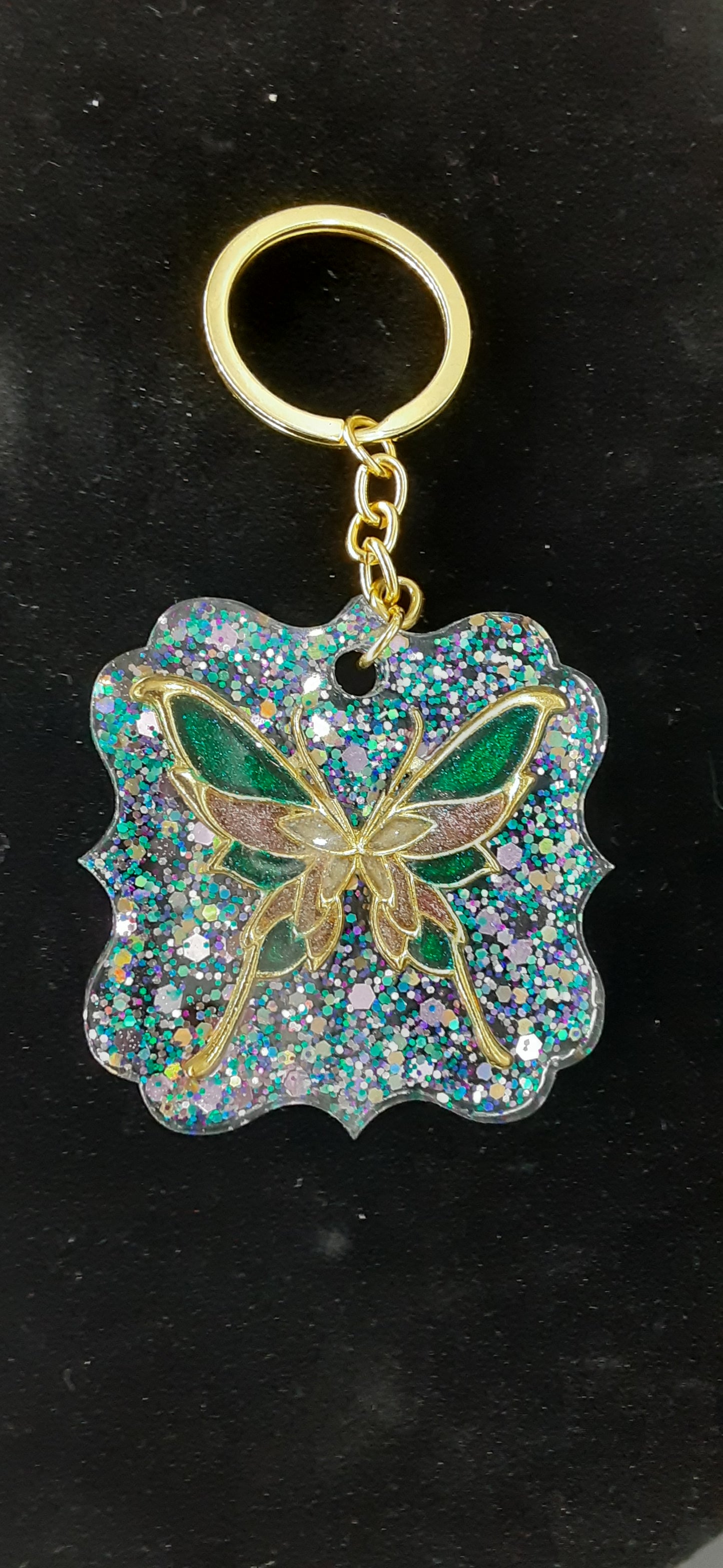 Glitter Butterfly Keychain