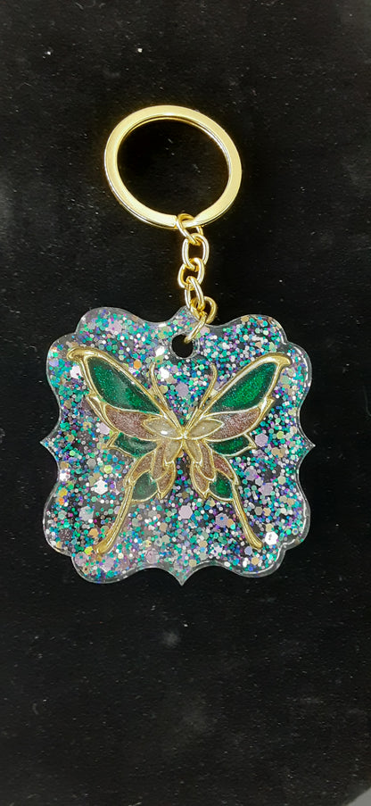 Glitter Butterfly Keychain