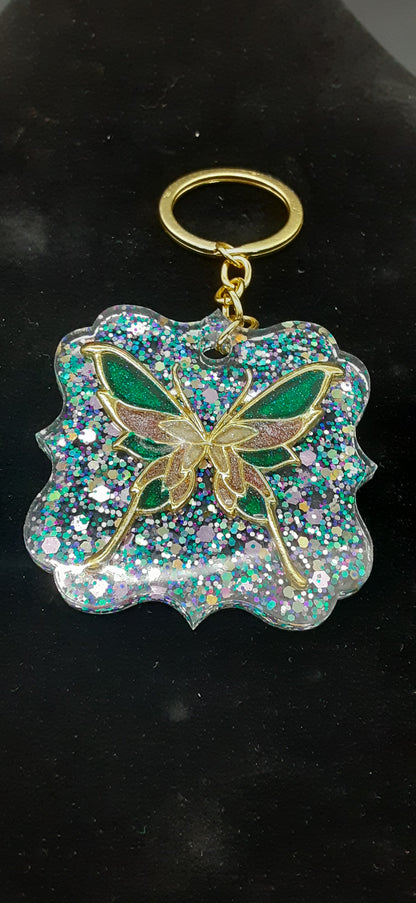 Glitter Butterfly Keychain
