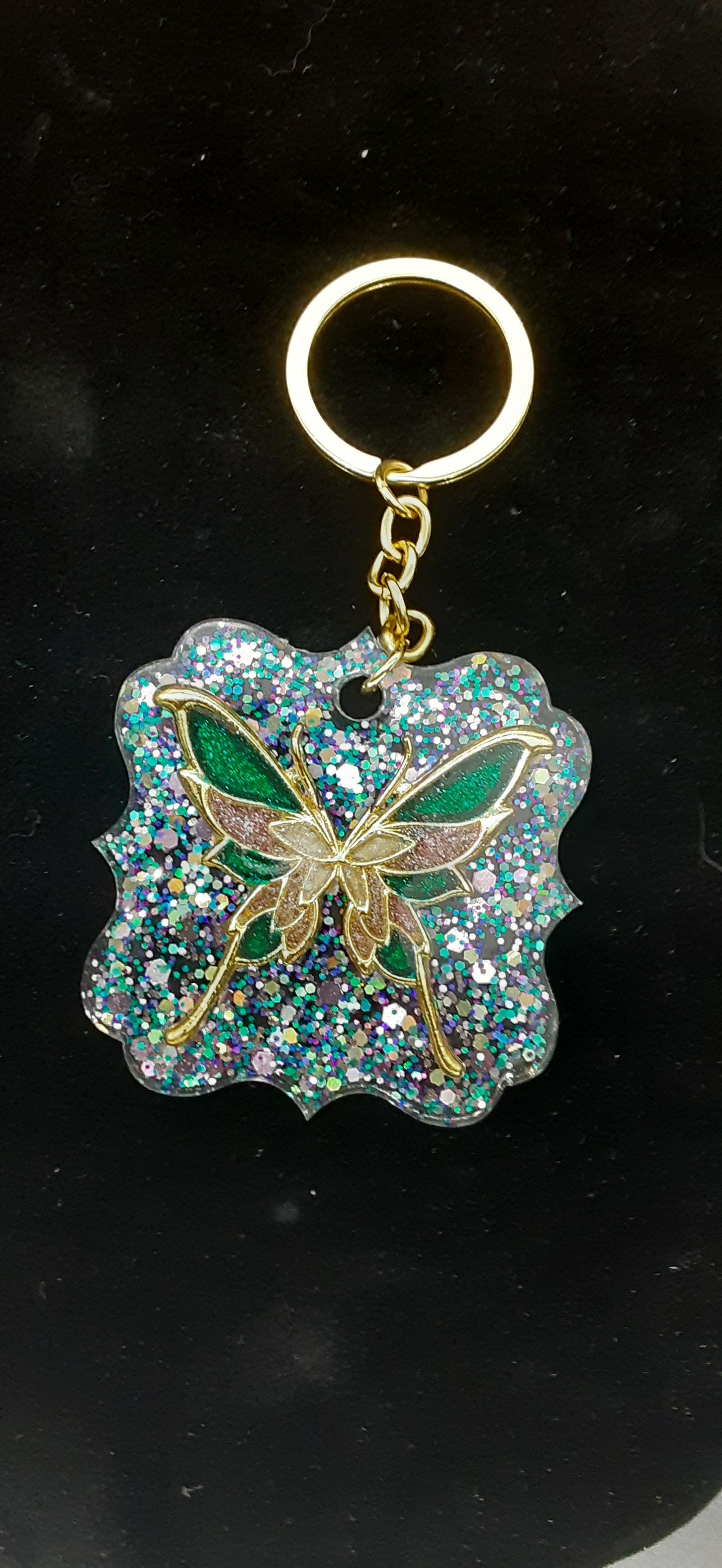 Glitter Butterfly Keychain