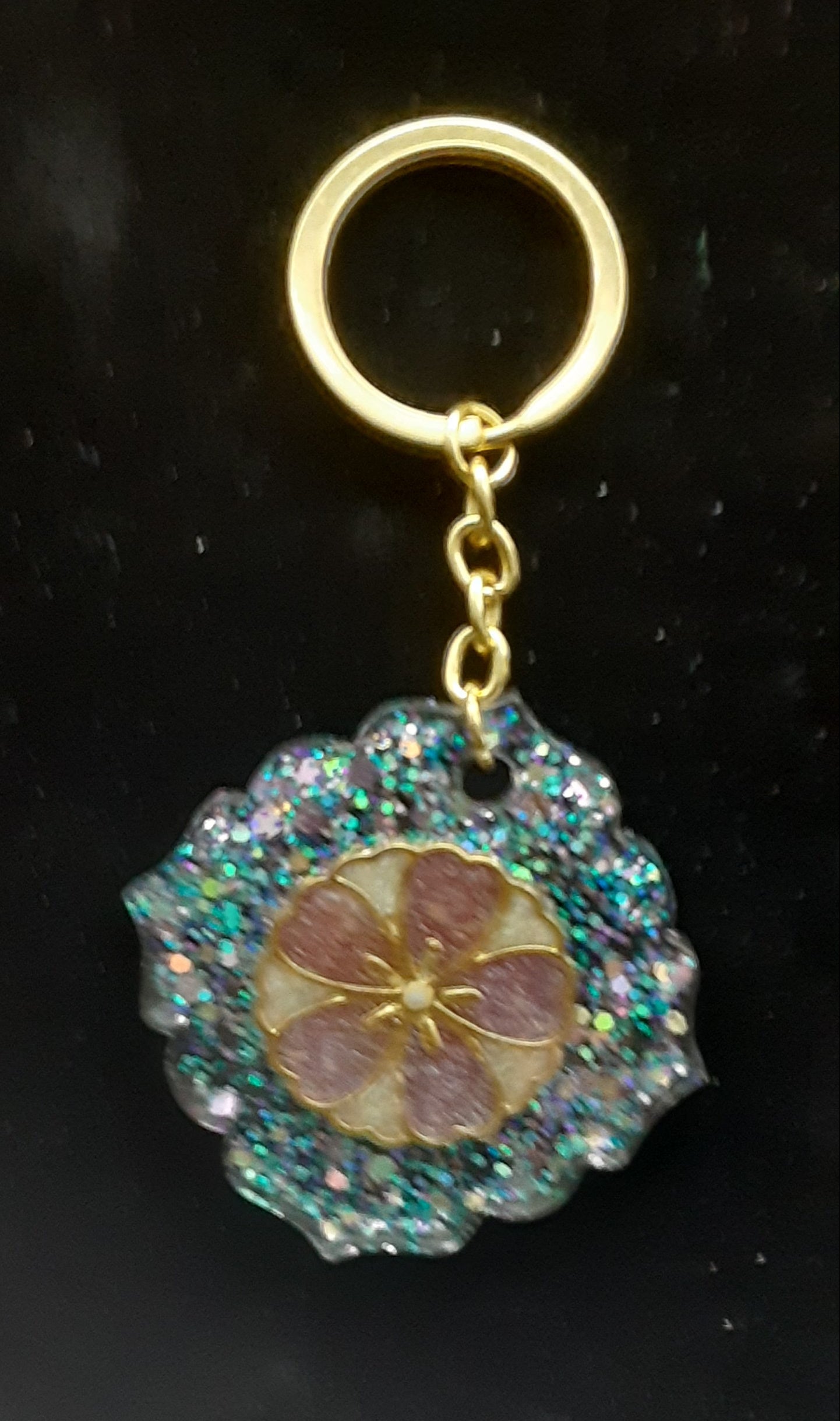 Glitter Flower Keychain