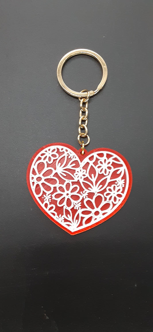 Floral Lace Heart Keychain