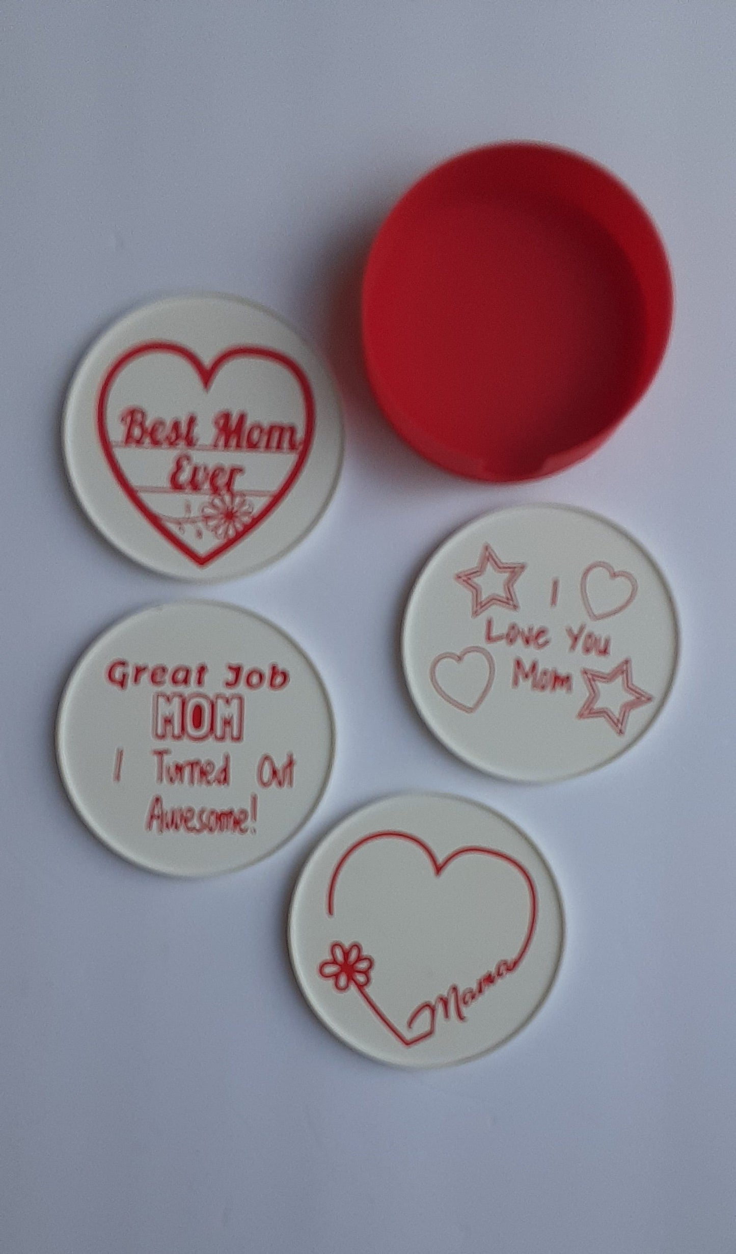 Mom Coasters Set of 4 with Container