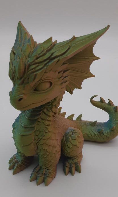 Baby Dragon Figurine — Color-Shift 3D Printed Sculpture