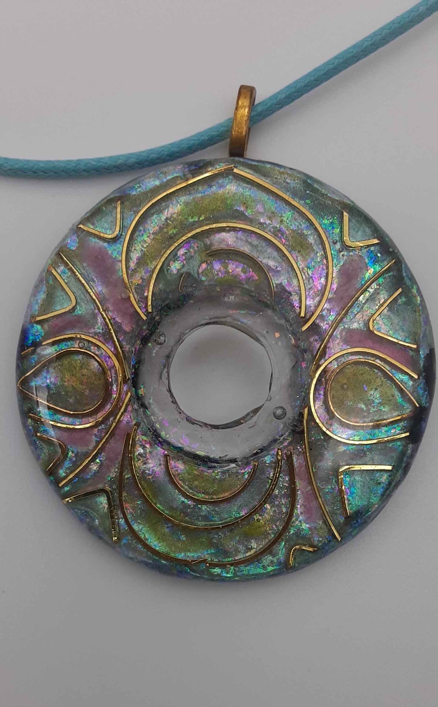 Celestial Eye Iridescent Resin Pendant Necklace