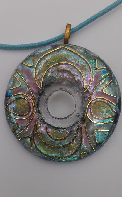 Celestial Eye Iridescent Resin Pendant Necklace