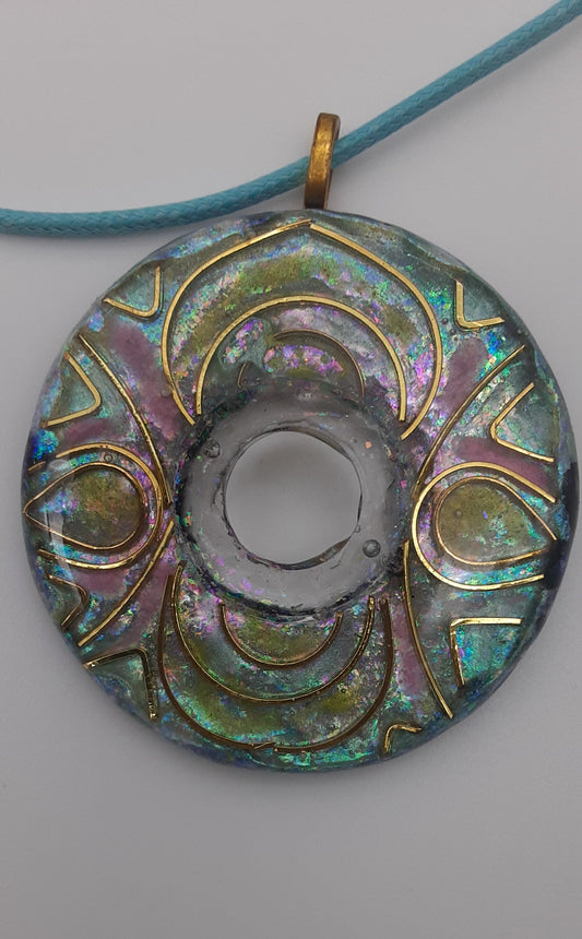 Celestial Eye Iridescent Resin Pendant Necklace