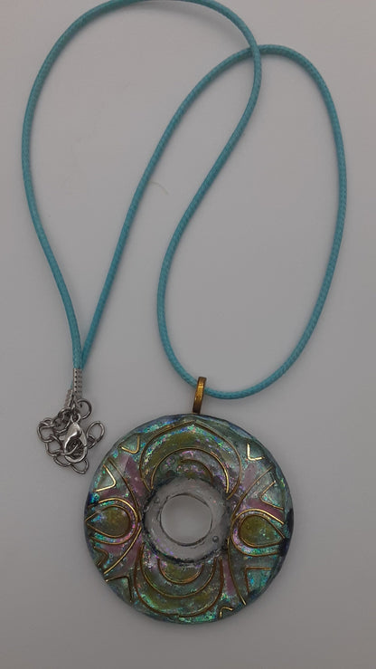 Celestial Eye Iridescent Resin Pendant Necklace