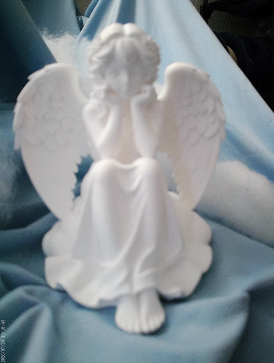 Contemplating Girl Angel Figurine — 3D Printed Handmade Décor