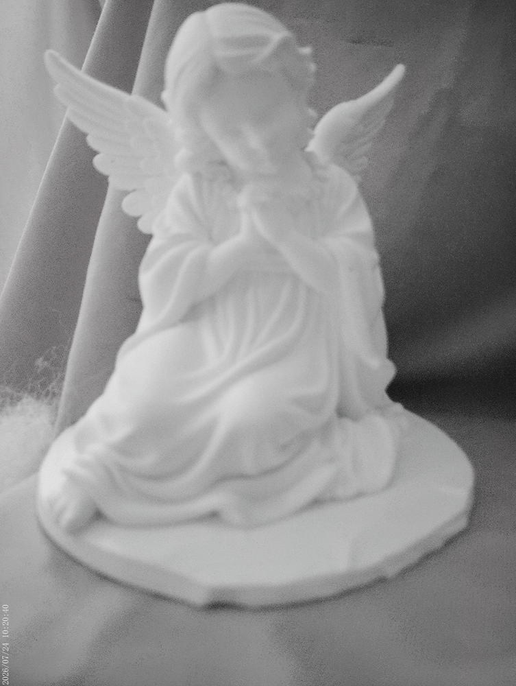 Bowing Girl Angel Figurine on Stone Perch — 3D Printed Handmade Décor