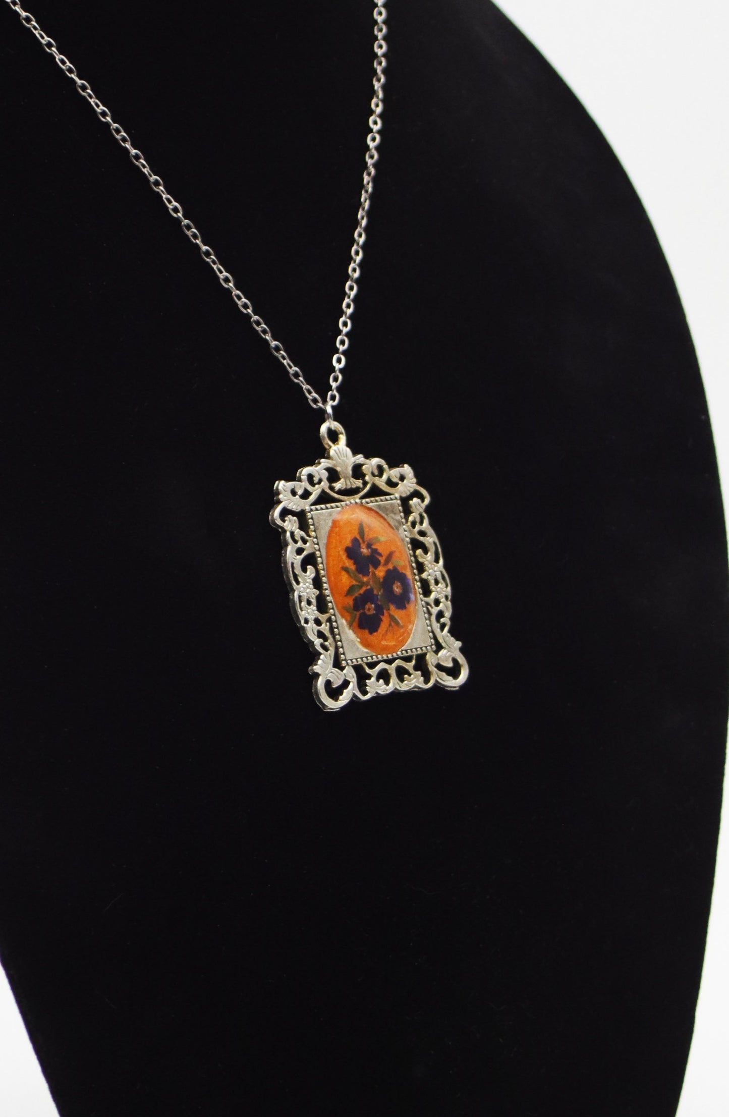 Purple Pansy Pressed Flower Resin Necklace