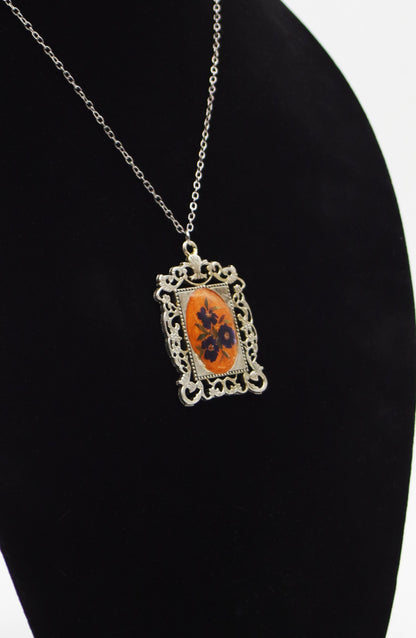 Purple Pansy Pressed Flower Resin Necklace
