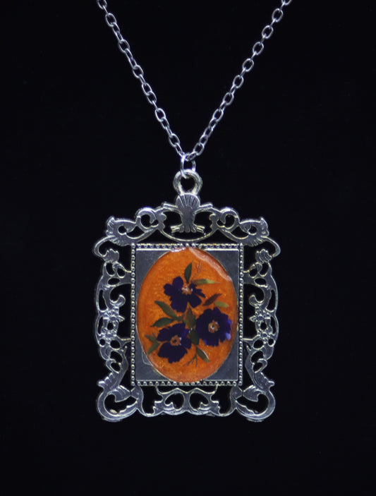 Purple Pansy Pressed Flower Resin Necklace