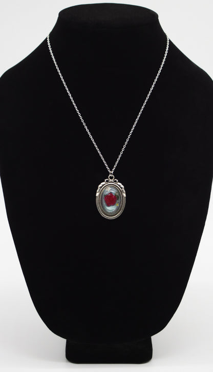 Victorian Style Magenta Flower Resin Necklace