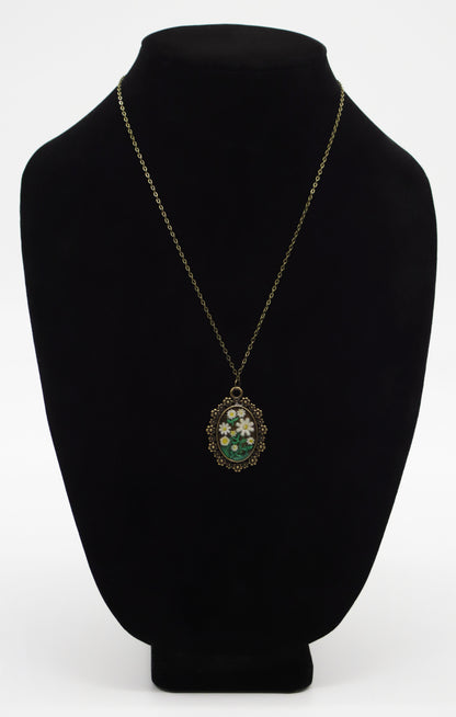 Antique Bronze Daisy Garden Resin Necklace