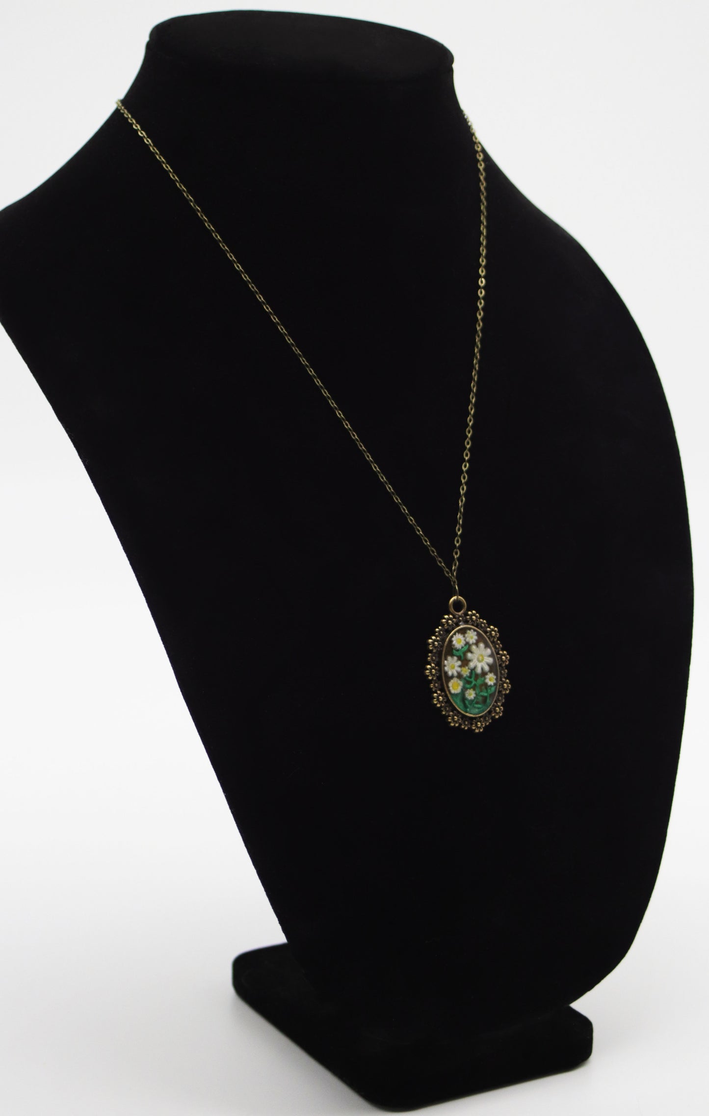 Antique Bronze Daisy Garden Resin Necklace