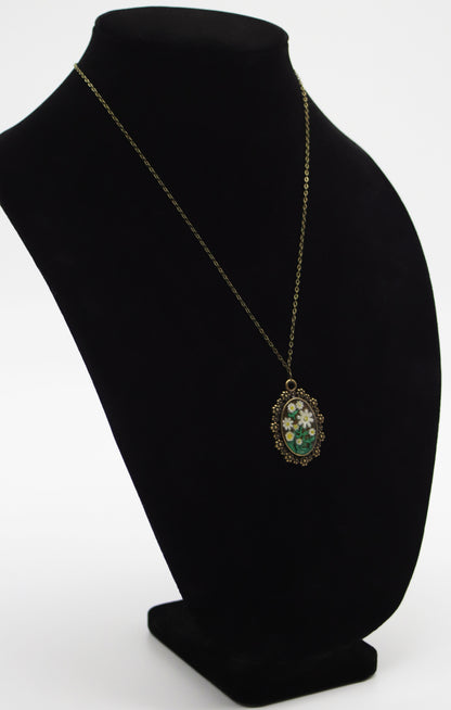 Antique Bronze Daisy Garden Resin Necklace