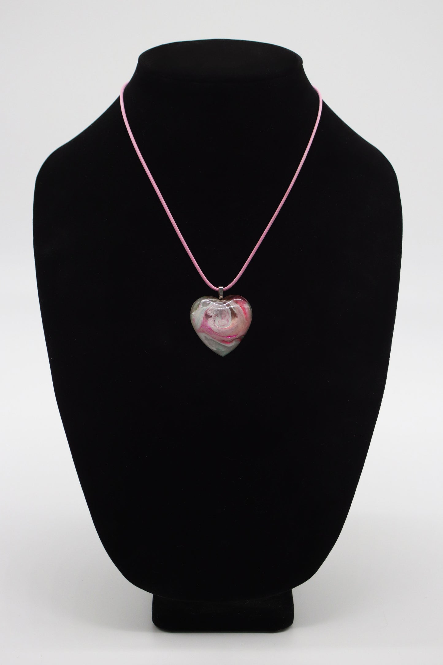 Swirled Rose Resin Heart Necklace