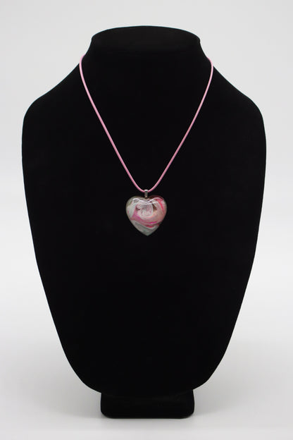 Swirled Rose Resin Heart Necklace