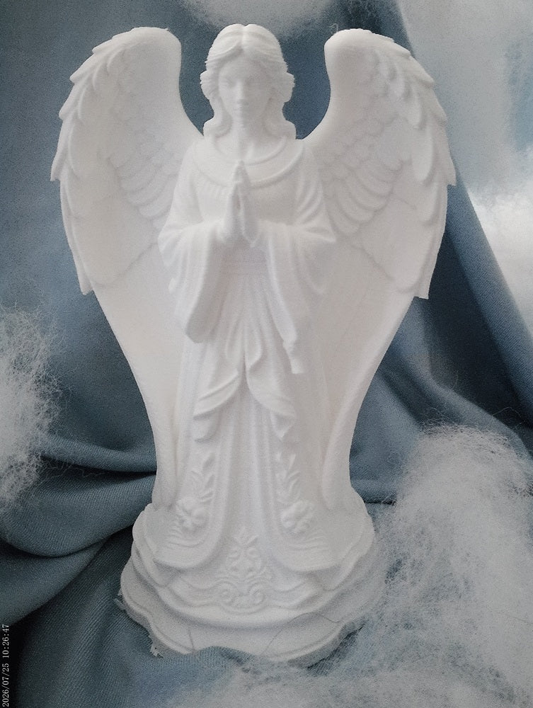 Standing Angel Figurine with Ornate Robe — 3D Printed Handmade Décor