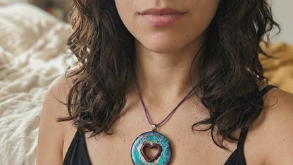 Mystic Heart Dichroic Resin Necklace